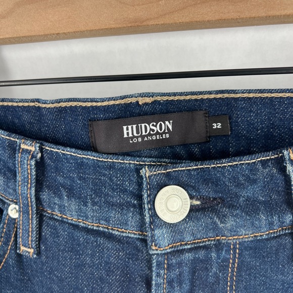 Hudson Blake Slim Straight Jeans Mens 32 Blue Denim Cotton Stretch Mid Rise - Picture 3 of 15